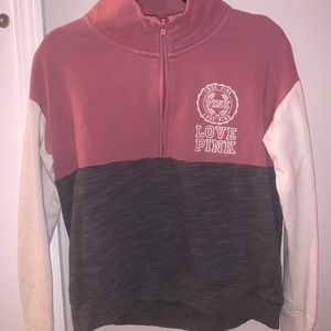 PINK quarter zip pink and grey